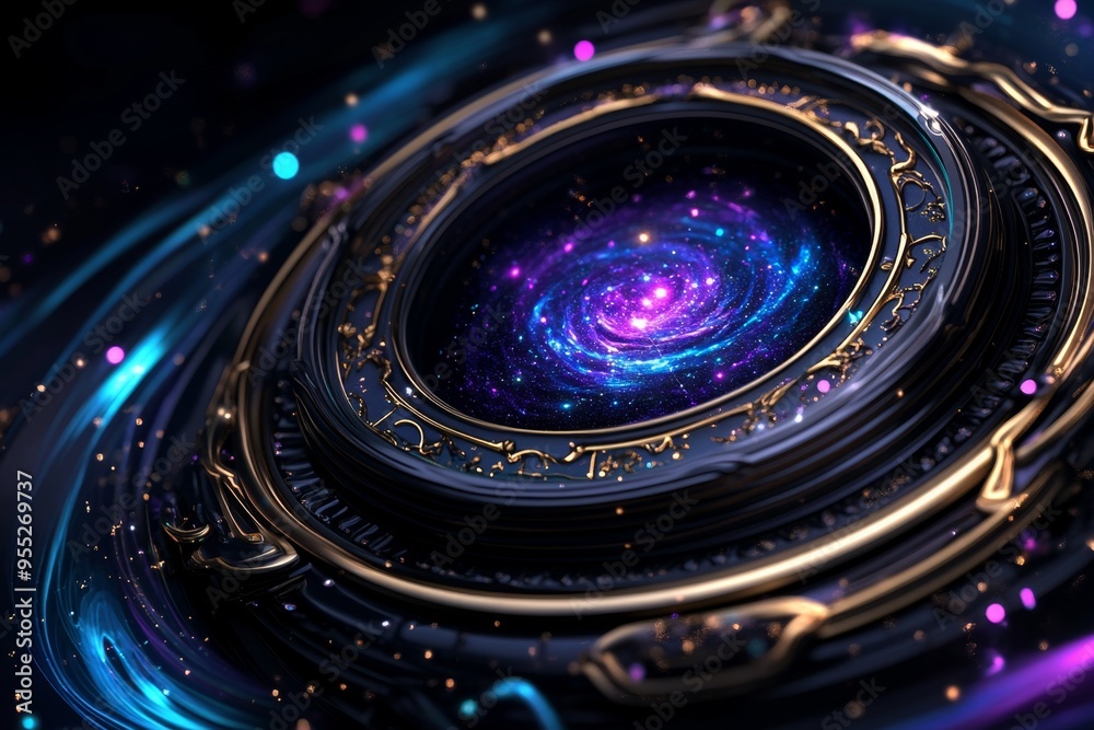 Wall mural zodiac signs in a cosmic portal, illustrated in a scene where each zodiac sign is a gateway to anoth
