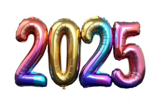 shape balloon 2025 happy new year isolated on transparent background  - Powered by Adobe