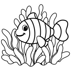 Adorable clownfish peeking out from coral