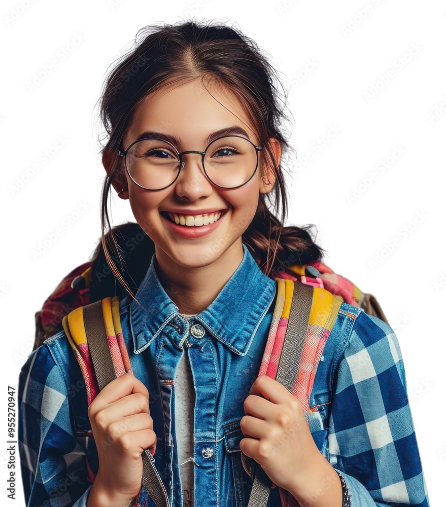 Canvas Prints PNG Cute young student girl laughing portrait glasses.