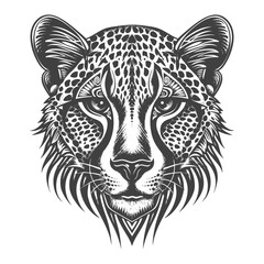 Obraz premium Detailed Black and White Illustration of a Cheetahs Head