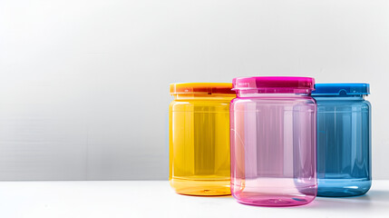 Transparent plastic jars for storing bulk product ai generative
