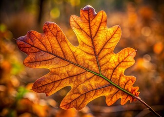 Obraz premium Vibrant autumn leaf showcasing intricate textures and warm colors, perfect for nature-themed projects or seasonal decor.