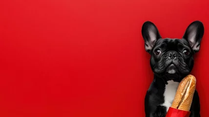 French bulldog and baguette, national pride, 3D illustration