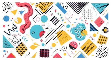 Abstract background with colorful shapes and patterns.