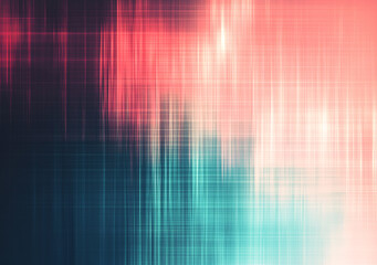 Obraz premium abstract background with gradient of dark teal and light red colors, thin grid lines, digital glitch effect, digital noise overlay, subtle glow effects, minimalistic design, title slide for tech start