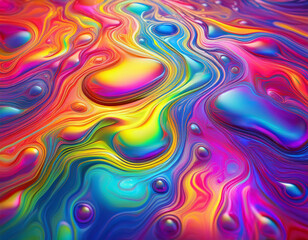 Fototapeta premium Iridescent Oil Slick Abstract Shiny Fluid Texture with Colorful Reflective Liquid Background Design