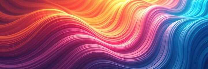Obraz premium Vibrant abstract waves of color blend seamlessly in this dynamic composition, perfect for creative projects, backgrounds, or digital designs.