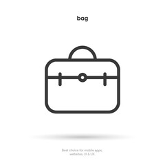 Business bag thin line icon on the white background. Money, pay, payment, cash operations, currency, exchange, savings, bank cards, currency, banking icons