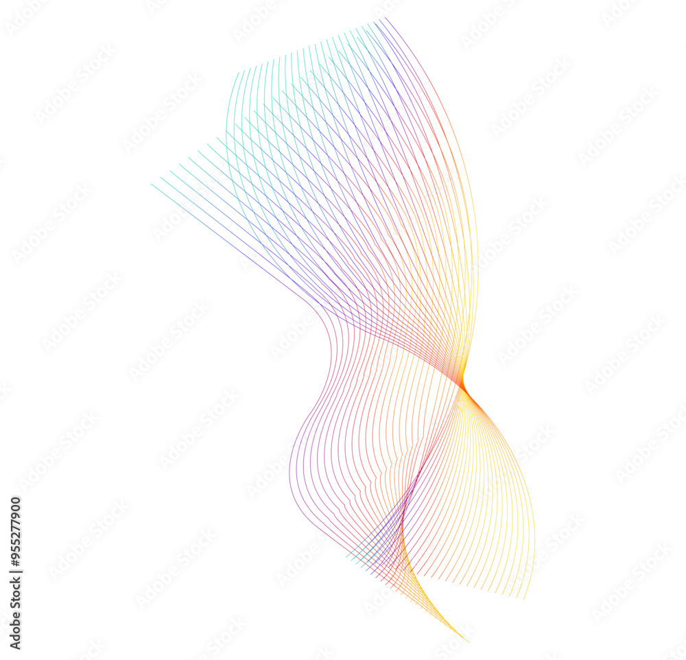 Wall mural Wave of the many colored lines. Abstract wavy stripes on a white background isolated. Creative line art. Vector illustration EPS 10. Design elements created using the Blend Tool