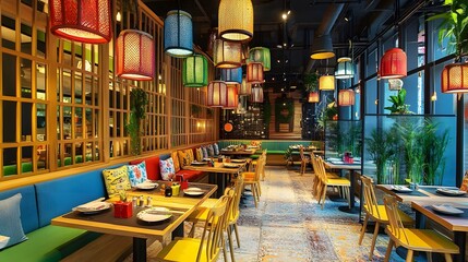 A dynamic restaurant with vibrant ever-changing decor and themes