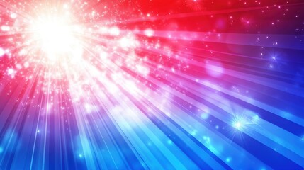 Obraz premium Proudly American - Patriotic USA Flag on Vibrant Gradient Background with Starburst Effects