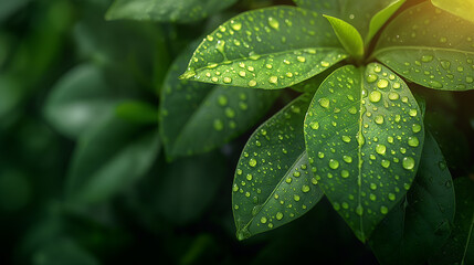 Fototapeta premium A leaf with water droplets on it