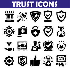 Trust icons sheet vector illustration.