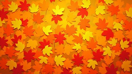 Vibrant Autumn Leaves Border with Orange Background