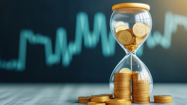 Hourglass with falling coins