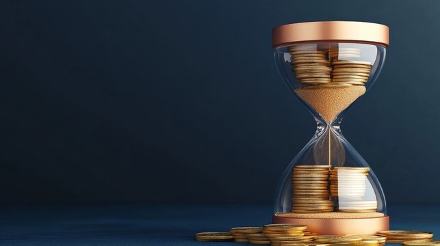 Hourglass with falling coins