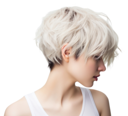 PNG Short hair contemplation individuality hairstyle.