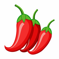 Red Chili Peppers Vector Art on White Background