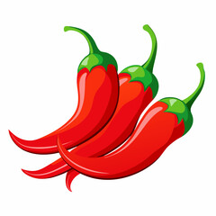 Red Chili Peppers Vector Art on White Background
