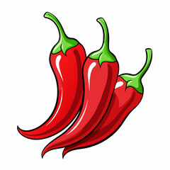 Red Chili Peppers Vector Art on White Background