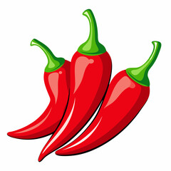 Red Chili Peppers Vector Art on White Background
