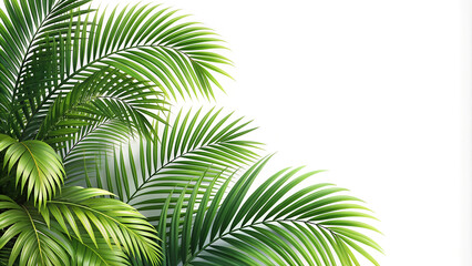 Obraz premium Tropical green leaves frame with copy space on white background.