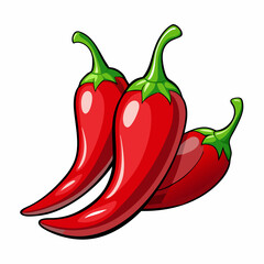 Red Chili Peppers Vector Art on White Background