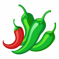 Red Chili Peppers Vector Art on White Background