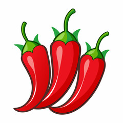 Red Chili Peppers Vector Art on White Background