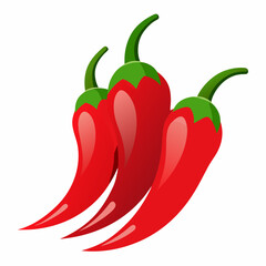 Red Chili Peppers Vector Art on White Background
