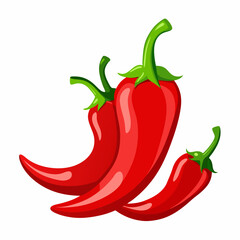 Red Chili Peppers Vector Art on White Background