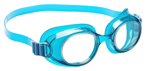 Blue swimming goggles for water