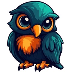 Cute Cartoon Owl with Big Eyes