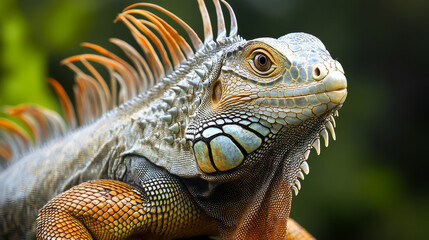 Fototapeta premium Iguana animal on natural background 