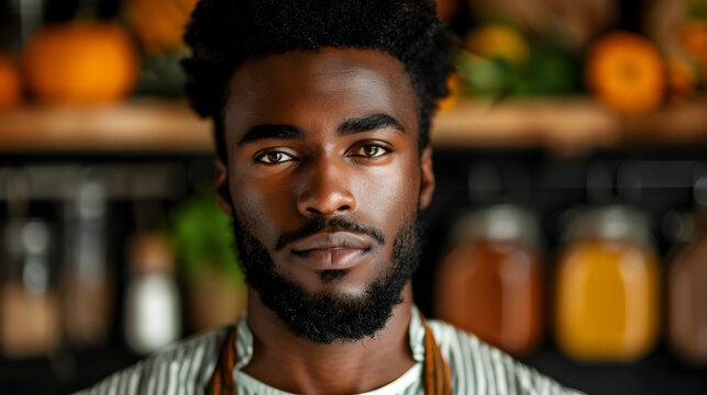 Black Father Preparing Meal For Thanksgiving Famil