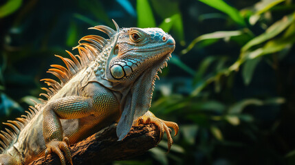 Fototapeta premium Iguana animal on natural background 