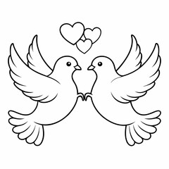 Fototapeta premium Kids' Wedding Coloring Page Doves Vector Art