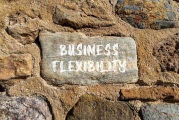 Business flexibility symbol. Concept words Business flexibility on beautiful grey stone. Beautiful stone wall background. Business flexibility concept. Copy space.