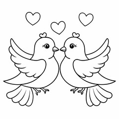 Fototapeta premium Kids' Wedding Coloring Page Doves Vector Art