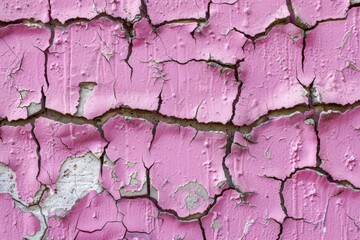 Obraz premium Weathered pink paint peeling on textured wall surface