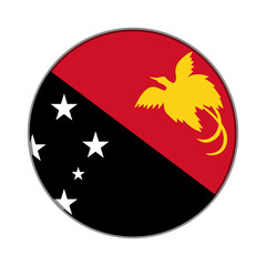 The flag of Papua New Guinea. Flag icon. Standard color. Round flag. Computer illustration. Digital illustration. Vector illustration.