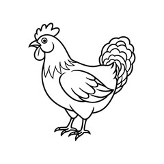 Lineout icon of a chicken vector icon illustration on a white background.