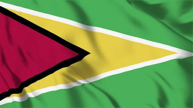 Guyana flag seamless loop animation. The National flag of Guyana is 3d waving