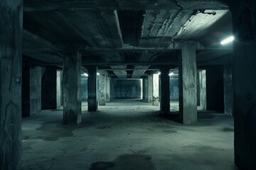 Mysterious abandoned underground facility with eerie atmosphere