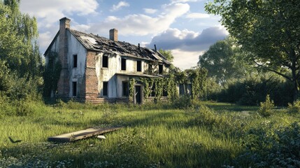 3D rendering of abandoned houses