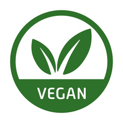 Vegan label. Lifestyle, sticker, friendly, cruelty free, leaf, leaves, vegetables, green, vegetarian, veggie, animal products refusal, save the planet, kindness, respect all life, peace, clean fuel