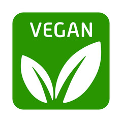 Vegan label. Lifestyle, sticker, friendly, cruelty free, leaf, leaves, vegetables, green, vegetarian, veggie, animal products refusal, save the planet, kindness, respect all life, peace, clean fuel