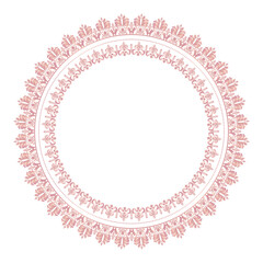 Naklejka premium Damask Round Wreath luxury rose gold circular round ornament floral Abstract pattern, Classic Victorian traditional style, illustration Vintage Design, Floral frames, Mandala, Antique, Moroccan frame