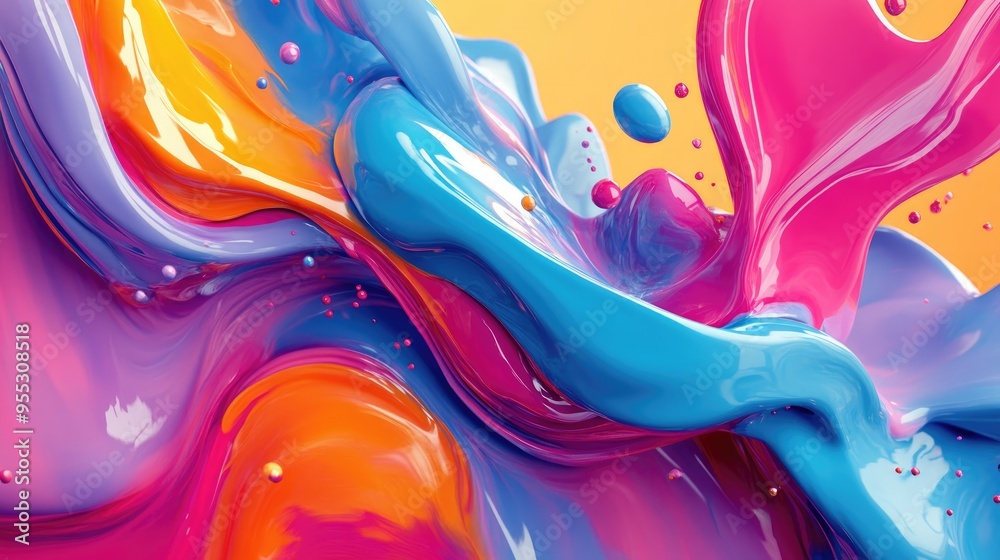 Poster Abstraction paint in a 3D cartoon rendering